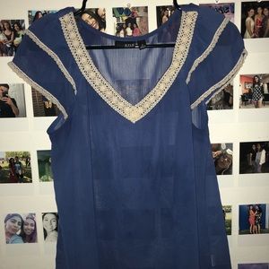 Sheer top with cap sleeves